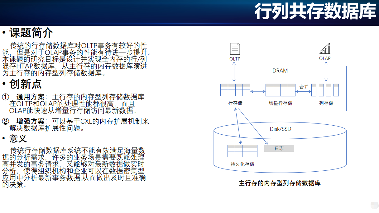 主行存内存型列存储技术
